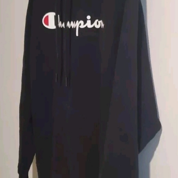 Champion Authentic Black  Hoodie with Front Pocket and Embroidered Logo Size Med - Picture 2 of 4